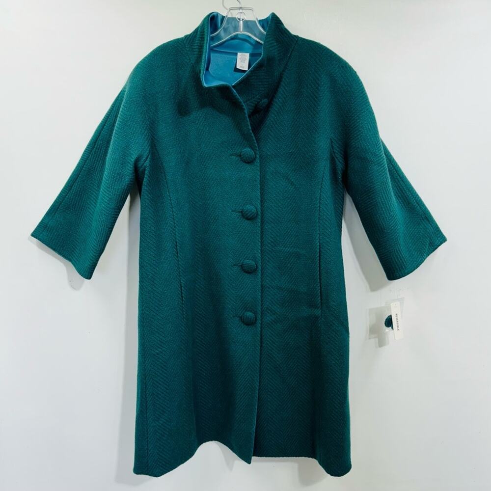Isaac Mizrahi Target Green‎ Wool Blend Reversible Long Coat Jacket  Size L New